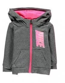 nike infant girls full zip tracksuit children baby hooded jogging suit grey pink