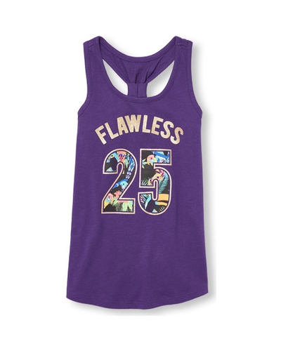 girls matchables sleeveless embellished graphic racer back tank top purple the childrens place
